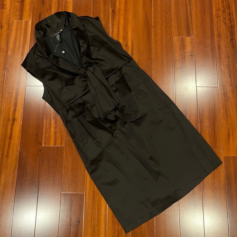 LAUNDRY by SHELLI SEGAL Black Dress Sleeveless High Collar Cocktail Work Size 10